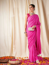 Women Pink Lehariya Saree With Unstitched Gota Blouse